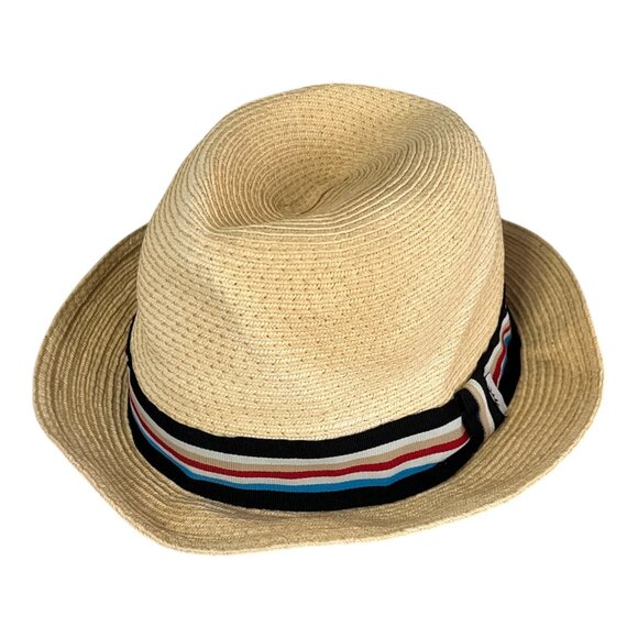 Cov-Ver Your World Straw Fedora Hat with Multicolor Stripe Band - Picture 1 of 5